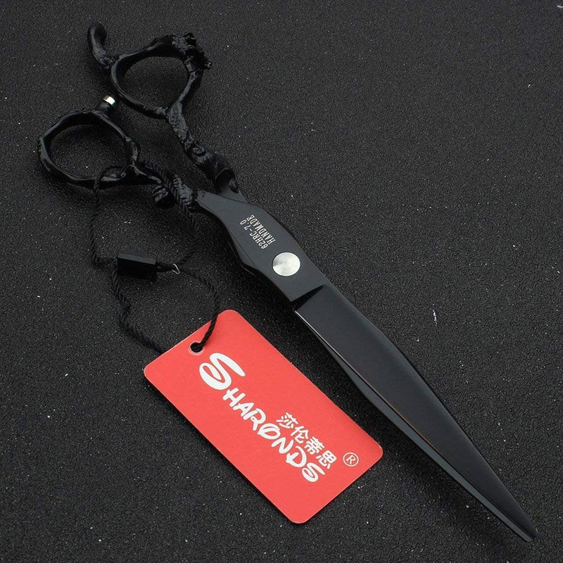 7 inch salon personalized scissors 19 cm cool black salon hair styling hair scissors stainless steel hair tools 7 Inch Flat