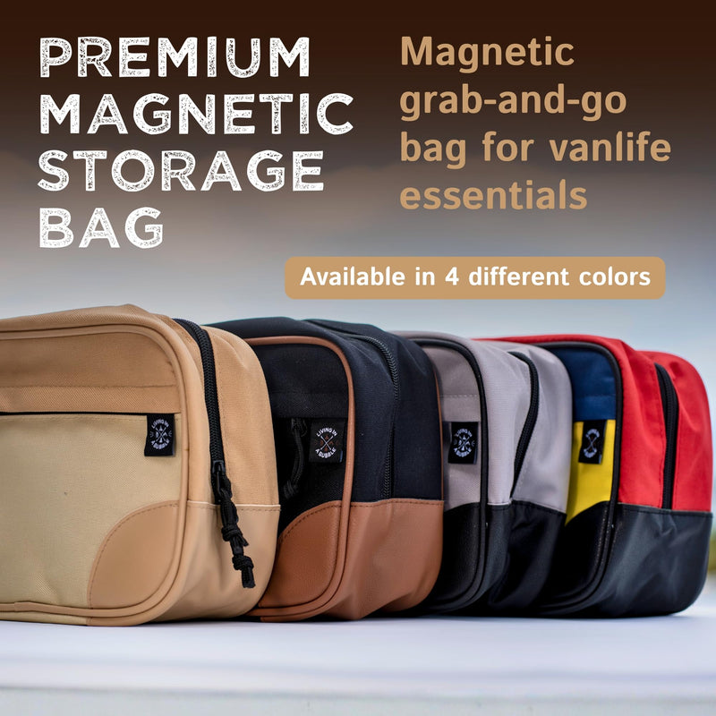 Living in a Bubble Premium Magnetic Bag. Durable Cordura Fabric Travel-Ready Toiletry Pouch for Camping, Traveling, Hiking, Family Trip (Beige) Beige
