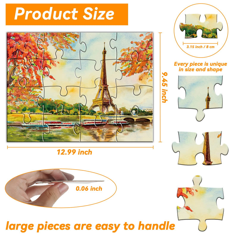 [Australia] - 5 Packs 16 Piece Large Jigsaw Puzzles for Elderly Dementia Alzheimer's Products Activities, Alzheimer's Puzzles Cognitive Games for Adults Elderly Seniors with 5 Storage Bags 