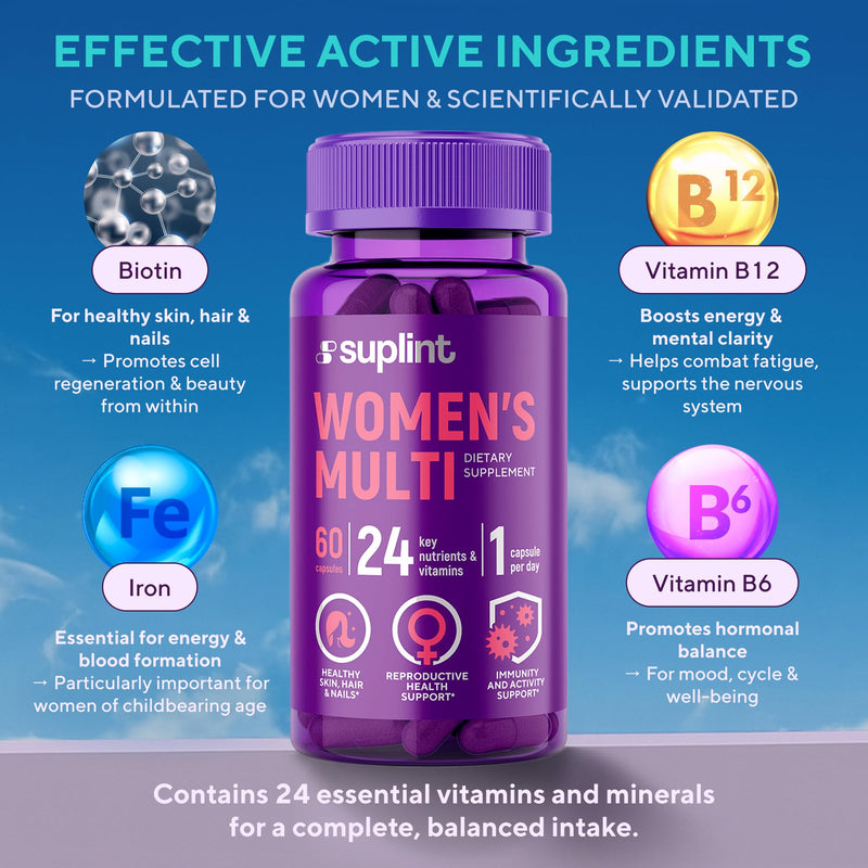 High-Potency Multivitamin Capsules for Women - Multivitamins A-Z Complex with Vitamin B6, Iron, Zinc & Vitex - 60 Capsules - All-in-One Premium Multivitamin