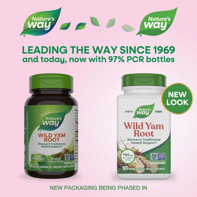 [Australia] - Nature's Way Wild Yam Root, Women's Traditional Health Support*, 700 mg per 2-Capsule Serving, Non-GMO Project Verified, 100 Vegan Capsules (Packaging May Vary) 