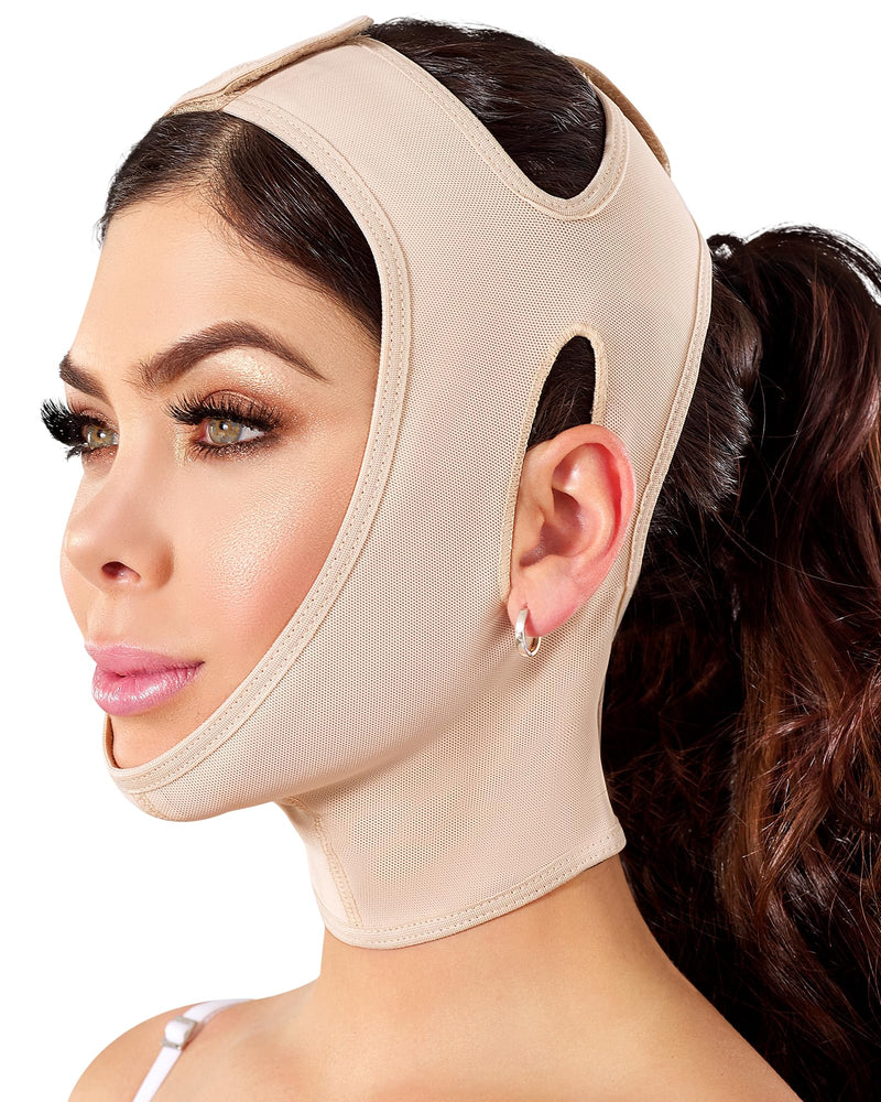 Shape Concept 301 Chin Strap Support Band Neck Bandage Face Chin High Compression Large Beige