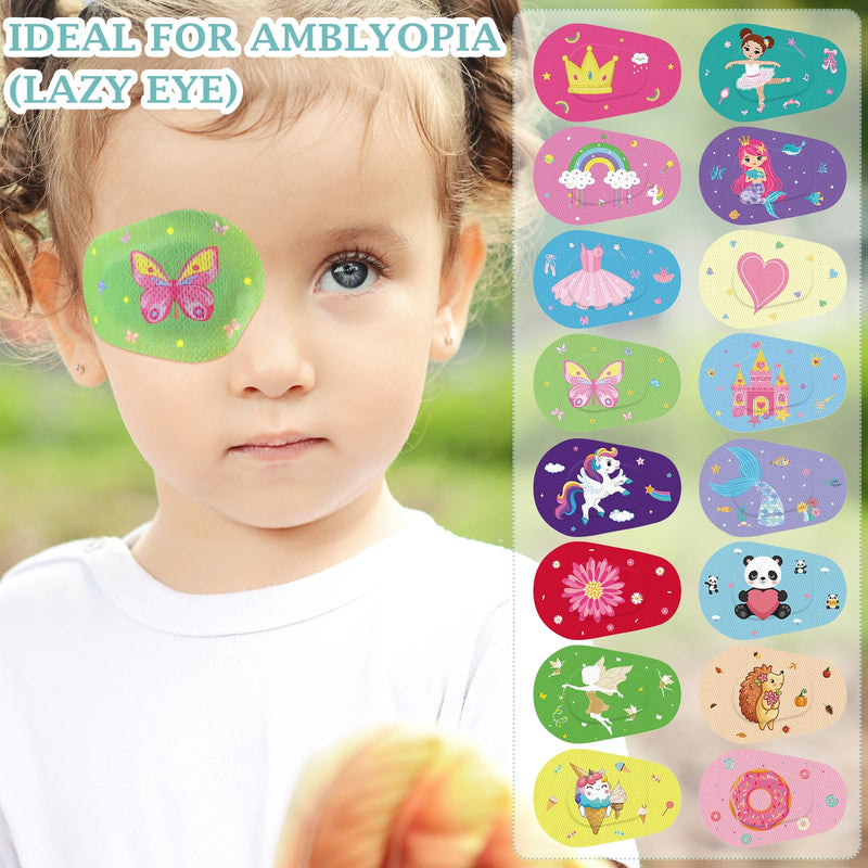 [Australia] - Timgle 48 Pcs Adhesive Eye Patches for Kids Girls 16 Styles Toddler Eye Patches Bulk Latex Free Light Blocking Fun Cute Designs Cotton Adhesive Bandages for Kids Toddler Girls Boys 