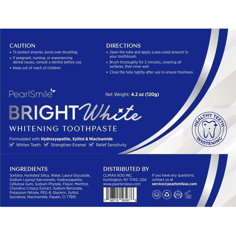 [Australia] - PearlSmile Hydroxyapatite Niacinamide Whitening Toothpaste – 5% Niacinamide + 10% Nano-Hydroxyapatite (nHAp) – Strengthens Enamel & Remineralizes – Fluoride-Free, 4.2oz (Pack of 1) 4.2 Ounce (Pack of 1) 