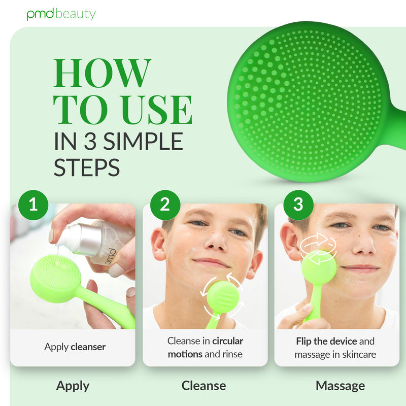 PMD Clean - Smart Facial Cleansing Device with Silicone Brush & Anti-Aging Massager Lime