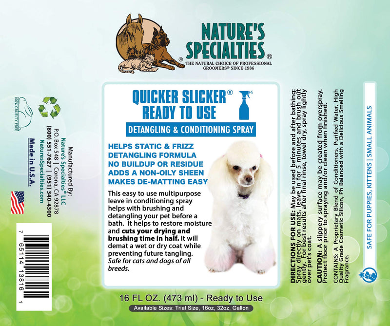 Paw Brothers Grooming Tool and Nature's Specialties Conditioning Spray Bundle - Double Sided Flex Slicker Brush, Soft, Small - Quicker Slicker Detangling and Conditioning Spray, Ready to Use, 16 oz - PawsPlanet Australia