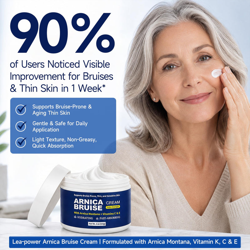 Lea-power Arnica Bruise Cream Extra Strength – Fast-Acting Arnica Montana with Vitamins C & E for Bruising, Swelling, Joint & Muscle Soreness – Hydrating Moisturizer for Face & Body 4 Ounce (Pack of 1)