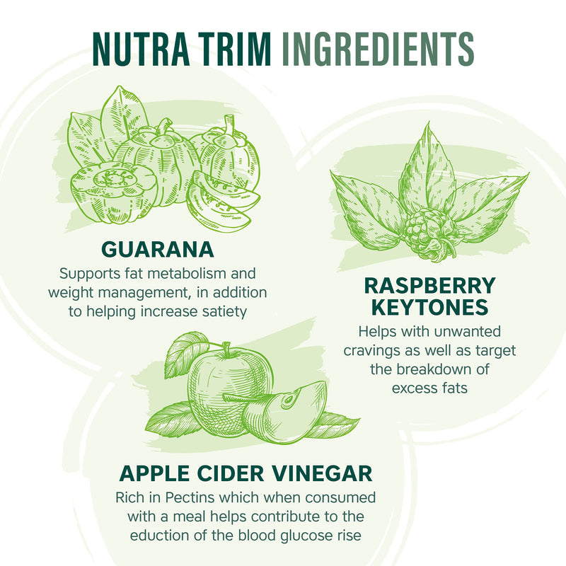 NUTRATRIM - Weight Management Supplement | Slimming Tablets - 30 Tablets - Helps Achieve Weight Goals & Digestion | with Raspberry Ketones, Apple Cider Vinegar & Green Tea - Vegan - NutraVit
