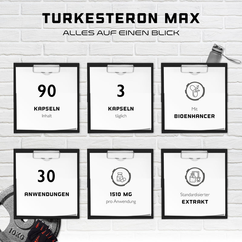 [Australia] - Turkesterone Max - 90 capsules - Extra high dose with 1510 mg per daily serving - With bioenhancer - Without unwanted additives - Vegan 