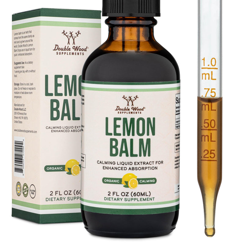 [Australia] - Double Wood Supplements Organic Lemon Balm Tincture - for Digestion & Relaxation 590mg - 2FL OZ, 120 Servings (Better Absorbed Than Capsules, Great for Lemon Balm Tea) 