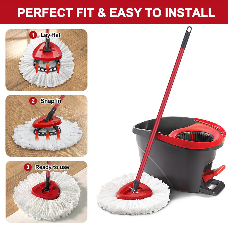 [Australia] - 4 Pack Mop Heads Replacement for O-Ceda Easy Wrin Spin Mop, Microfiber Spin Mop Refills, Easy Cleaning Mop Head Replacement 4 