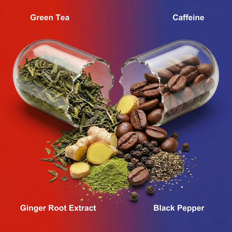Smart Blend Fat Burner - 90 Vegan Capsules with Caffeine, Green Tea, L-Carnitine & Ginger Root - Weight Management, Metabolism & Appetite Support - Made in UK