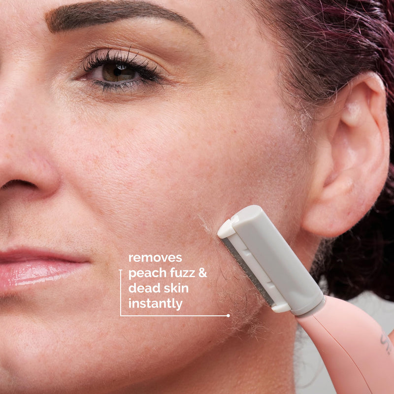 [Australia] - SPA SCIENCES - SIMA Patented Dermaplane Razor for Women Face – Painless 2-in-1 Facial Exfoliation & Peach Fuzz Hair Removal – Anti-Aging – 3 Speeds – Rechargeable – 19 Weeks Treatment Pink 