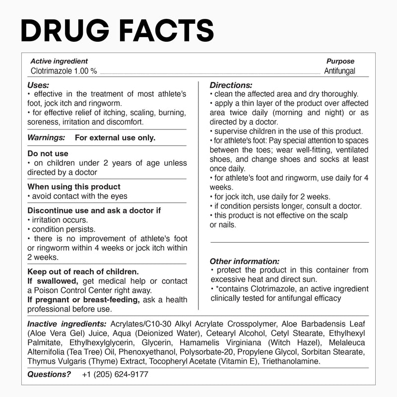 Clotrimazole 1% Antifungal Cream, Athlete's Foot Jock Itch Ringworm 2 oz | Athletes Foot Treatment, Anti Fungal Cream for Skin, Ring Worm Medication for Humans, Jock Itch Treatment, External Use Only 2 Fl Oz (Pack of 1)