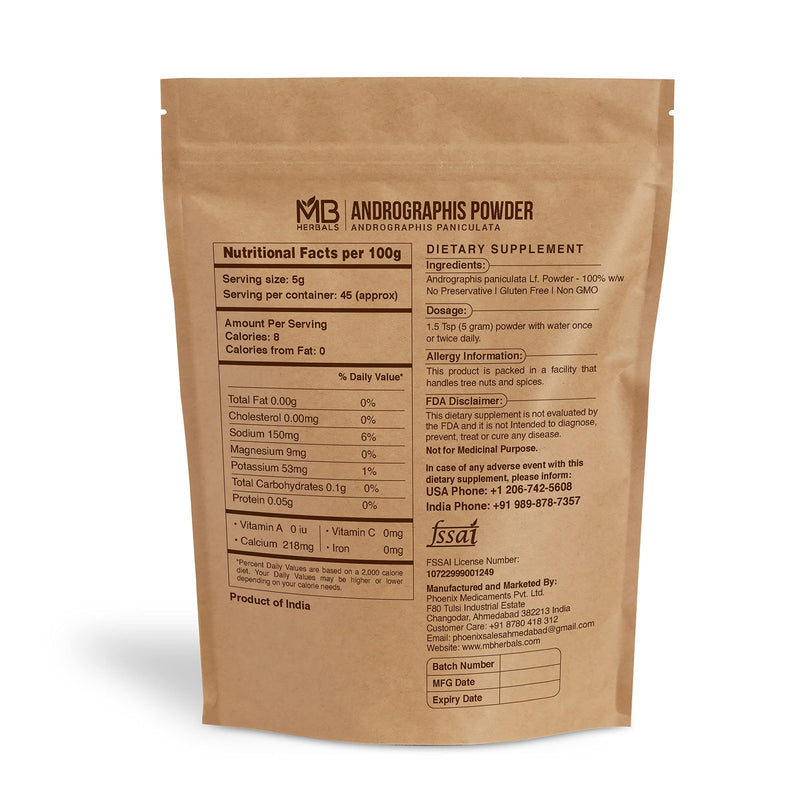 [Australia] - MB Herbals Andrographis Powder 8 oz / 227G (0.5 lb) Kalmegh Green Chiretta | 100% Pure Andrographis paniculata Leaf Powder 