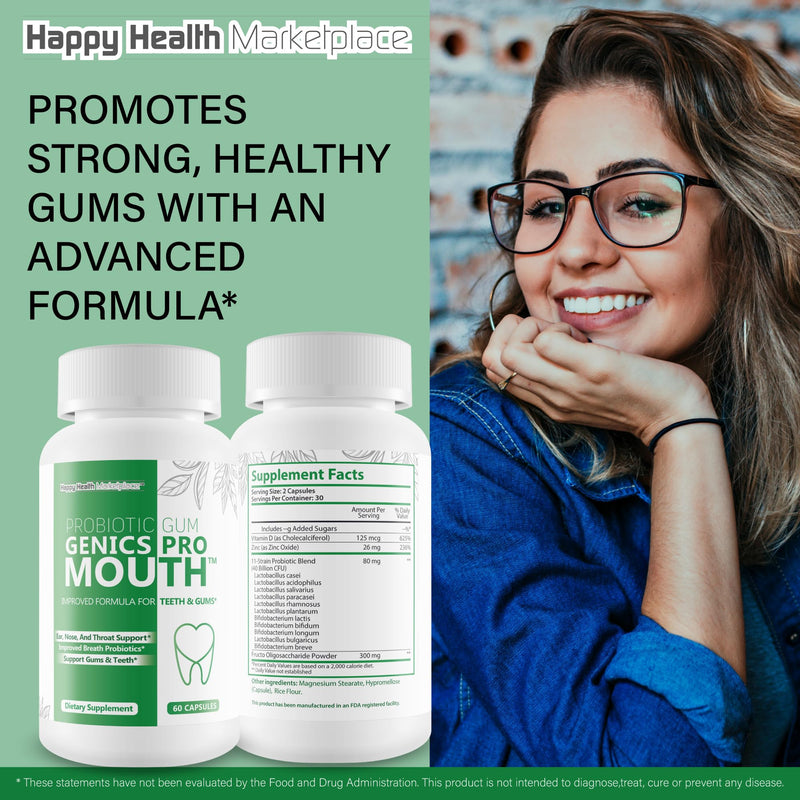 Probiotic Gum Genics Pro Mouth - Our Best Oral Probiotics for Teeth and Gums - Healthy Gumgenics Teeth Health Supplement - Best Breath Oral Probiotic Teeth Enamel Support - Healthy Teeth Probiotic