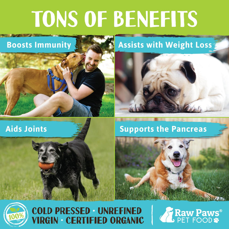 Raw Paws Organic Virgin Coconut Oil for Dogs & Cats, 4-oz - Supports Immune System, Digestion, Oral Health, Thyroid - All Natural Allergy Relief for Dogs - Hairball Relief - PawsPlanet Australia