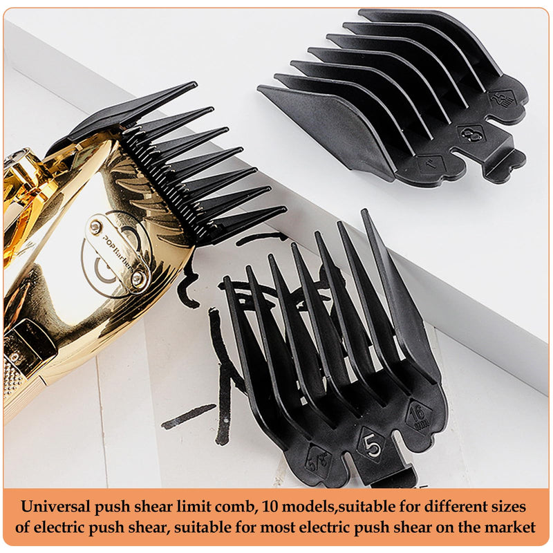 [Australia] - Trimmer attachments, hair combs set, hair clipper, magic clip, hair trimmer, beard trimmer, attachment comb, slide-on combs for clippers, hairdresser, salon tool (black) 