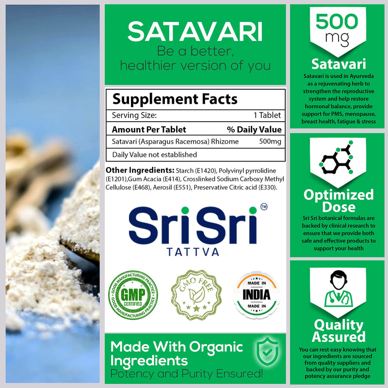 [Australia] - Sri Sri Tattva Shatavari Asparagus Racemosa Dietary Supplements ‚Äì 60 Tablets 500mg Organic Shatavari‚Äì Reproductive Health Ayurvedic Herb for Balancing Vata & Pitta 