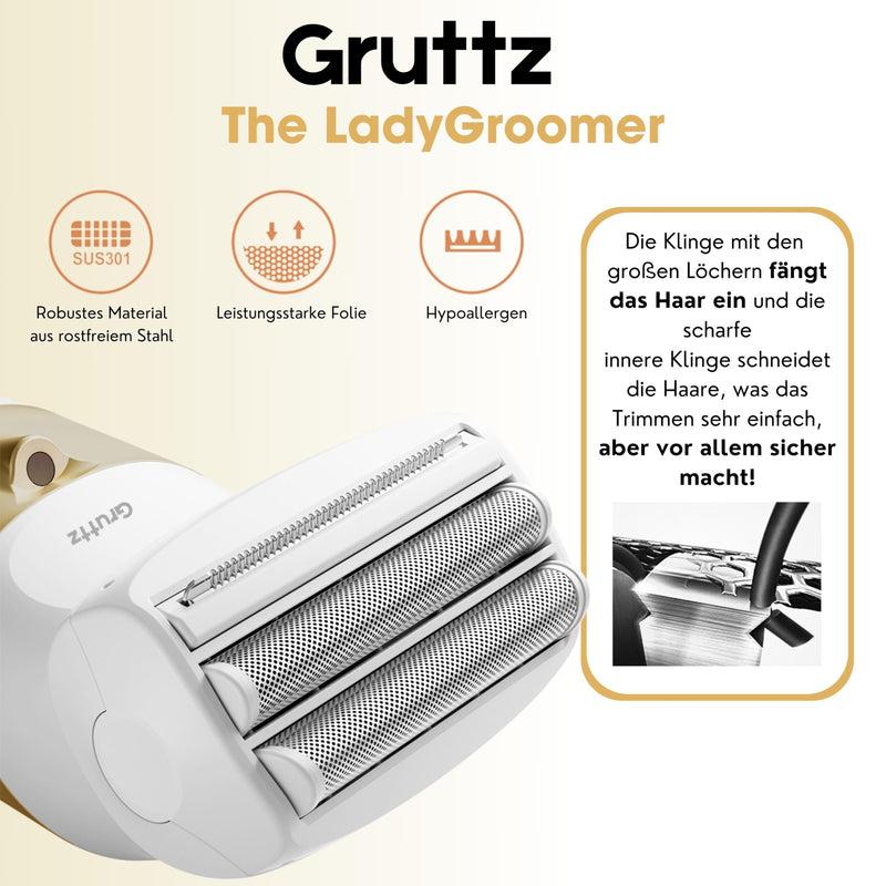 [Australia] - Gruttz - 3 in 1 ladyshave for women - LadyGroomer - Includes travel bag - Trimmer woman - Shaver women 