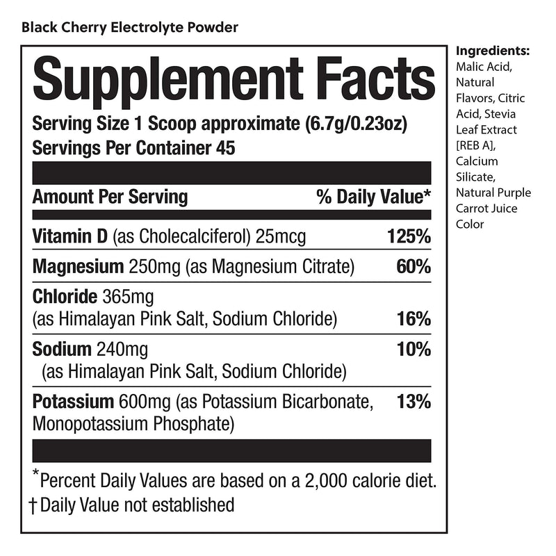 [Australia] - Perfect Keto Electrolytes Hydration Powder | Supports Hydration, Recovery & Healthy Immune System | Sugar Free, Low Carbs, Calories or Fillers | Keto-Friendly & Non-GMO (Black Cherry) Black Cherry 