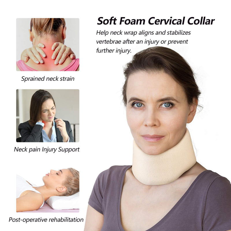 [Australia] - Cozyhealth Soft Foam Neck Support Universal Neck Brace Adjustable Neck Support for Sleeping Relieves Neck Pain and Spinal Pressure (White, 2.5" Deep Collar, M) 