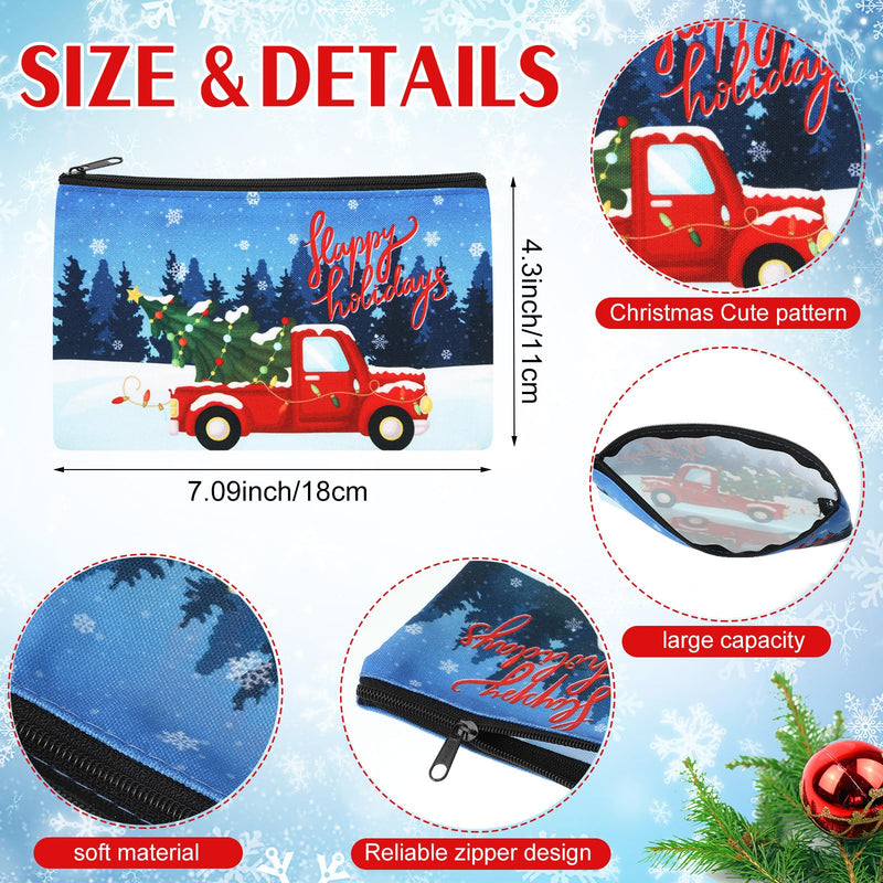 Abbylike 40 Pcs Christmas Gift Makeup Bags Buffalo Plaid Holiday Cosmetics Bag with Zipper Xmas Gnomes Elk Snowman Goodie Portable toiletry Pouch with Dwarf Santa Claus for Women Travel Christmas Theme