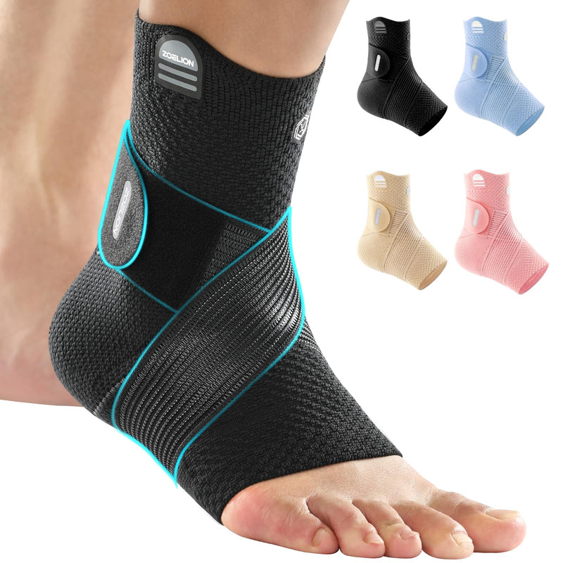 Ankle Brace Compression Support with Removable Fishnet Strap, 3D Knit Plantar Fasciitis Relief Achilles Tendonitis Brace, Ankle Compression Sleeve for Pain Relief & Injury Healing, Black/L Black（Pack of 1） Large