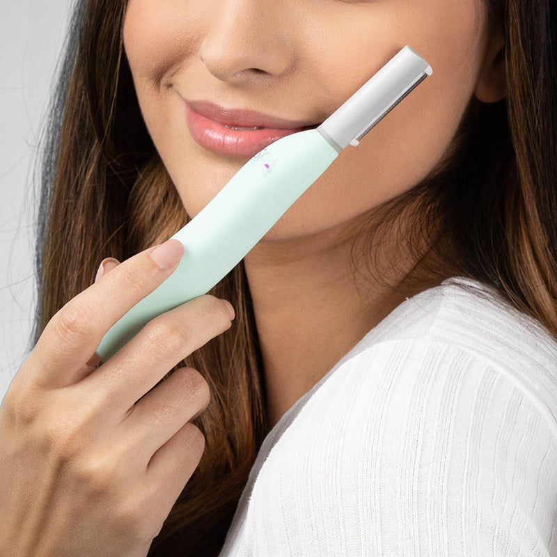 SPA SCIENCES - SIMA Patented Dermaplane Razor for Women Face – Painless 2-in-1 Facial Exfoliation & Peach Fuzz Hair Removal – Anti-Aging – 3 Speeds – Rechargeable – 7 Weeks Treatment Mint