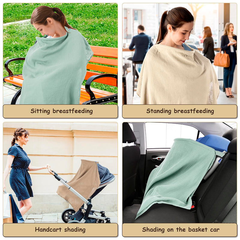 [Australia] - CORATED Nursing Cover for Baby Breastfeeding, Muslin Breathable Breastfeeding Cover Essentials with Rigid Hoop, Multi-use Adjustable Privacy Nursing Apron Cover Bright Green 