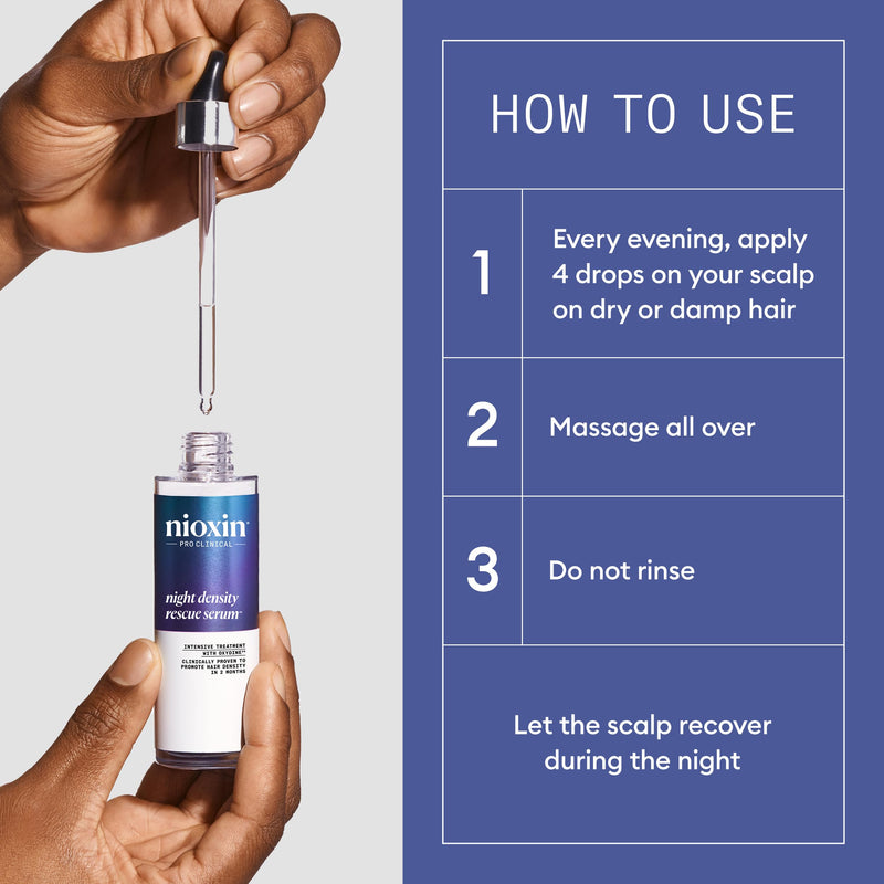 Nioxin Hair Thickening Serum | Night Density Rescue Serum | Density Defend Diamax Advanced | For Thicker, Fuller-Looking Hair | Against Breakage