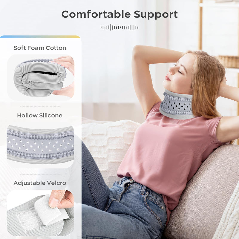 [Australia] - Neck Brace for Neck Pain and Support, Cervicorrect Silicone Foam Neck Brace, Adjustable Breathable Neck Brace for Sleeping to Relieve Pain Pressure (Gray - L) Gray 