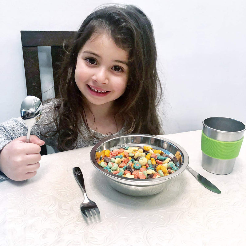 [Australia] - 12 Piece Stainless Steel Kids Silverware Set - Child and Toddler Safe Flatware - Kids Utensil Set - Metal Kids Cutlery Set Includes 4 Small Kids Spoons, 4 Forks & 4 Knives 12 Piece 