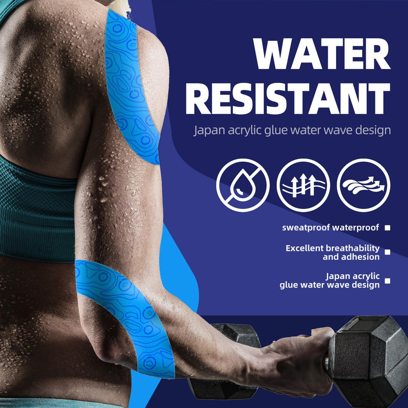 [Australia] - OK TAPE Kinesiology Tape Bulk 103Feet, Pro Adhesive, Water-Resistant k Tape, Elastic Athletic Tape, Latex Free, Uncut, Blue 