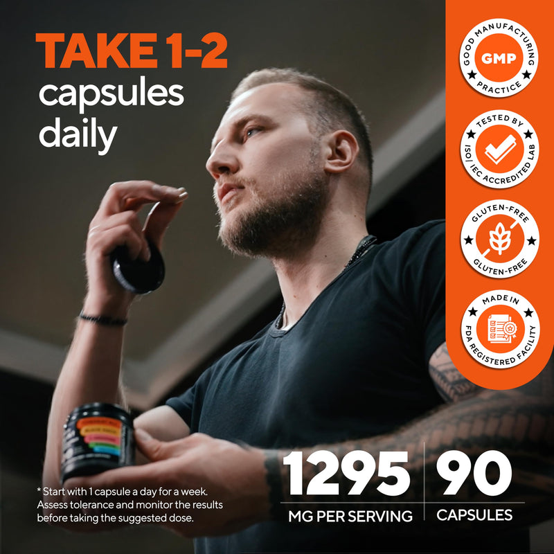 [Australia] - Tongkat Ali for Men 20 in 1 with Astragalus - USA Made Mens Supplement Complex with Black Maca Root, L-Arginine, Ginseng, Calcium, Astragalus for Normal Strength & Endurance Support - 90 Caps 