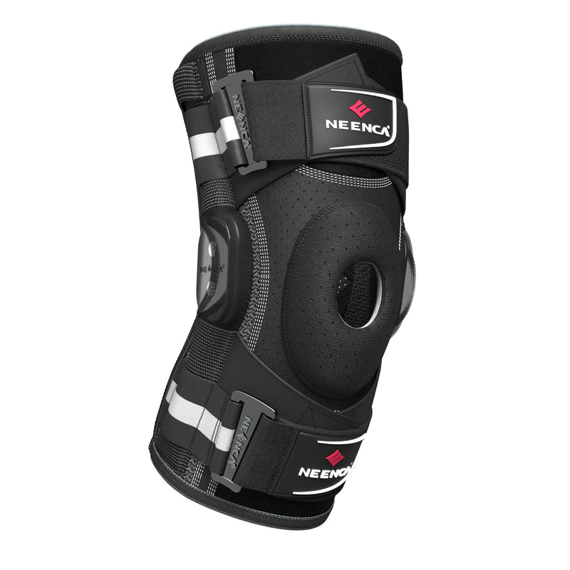 [Australia] - NEENCA Professional Knee Brace for Knee Pain, Hinged Knee Support with Patented X-Strap Fixing System, Strong Stability for Pain Relief, Arthritis, Meniscus Tear, ACL, PCL, MCL, Runner, Sport, Workout X-Large Black - Single 