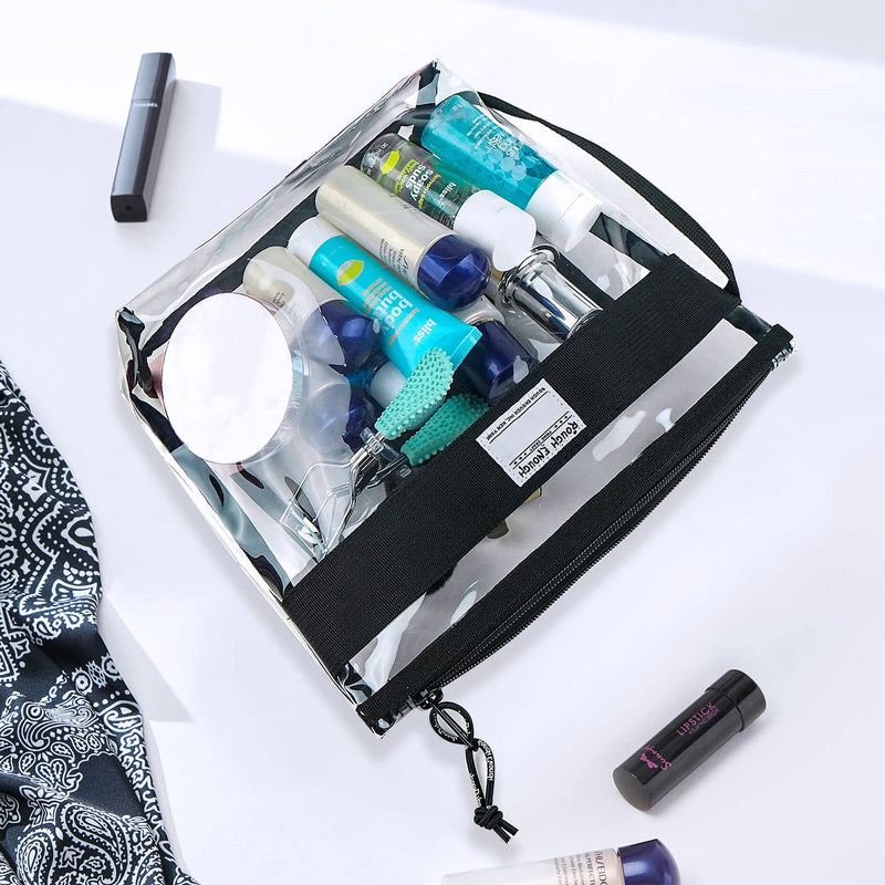 Rough Enough Clear Toiletry Bags for Traveling Toiletries Cosmetic Pouch Makeup Bags TSA Approved for Men and Women Travel
