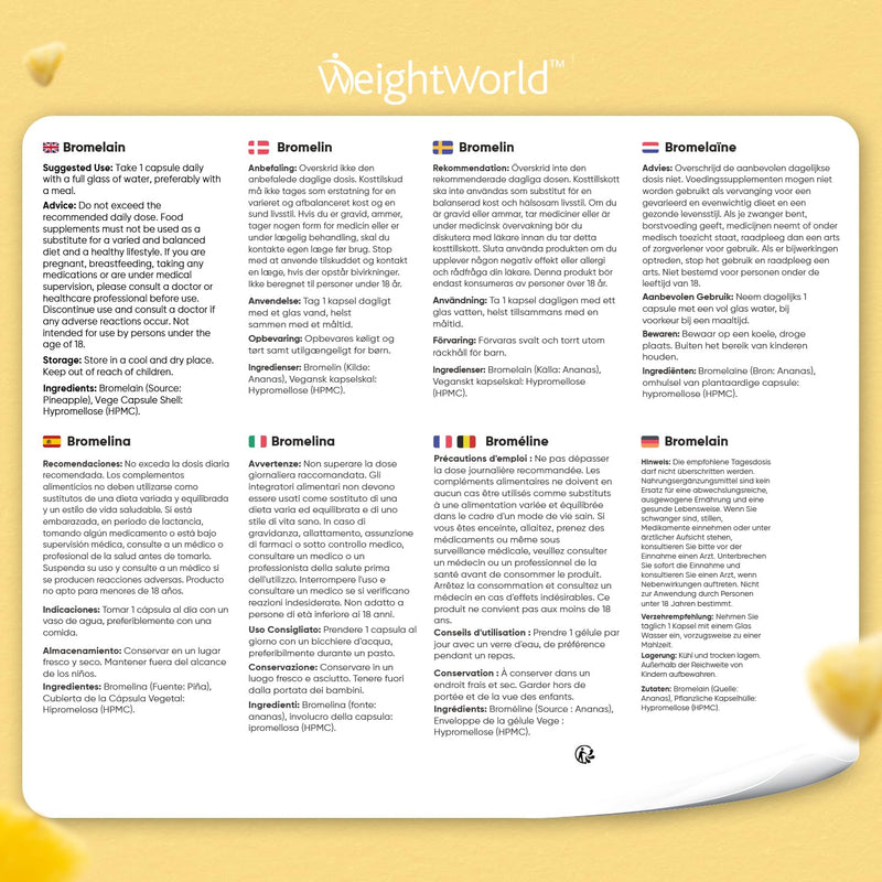 [Australia] - Bromelain capsules - 650mg daily dose - 180 vegan capsules - 6 month supply - Enzyme obtained from pineapple - 2500G.D.U/g - Without magnesium stearate & genetic engineering - Pineapple enzyme from WeightWorld 