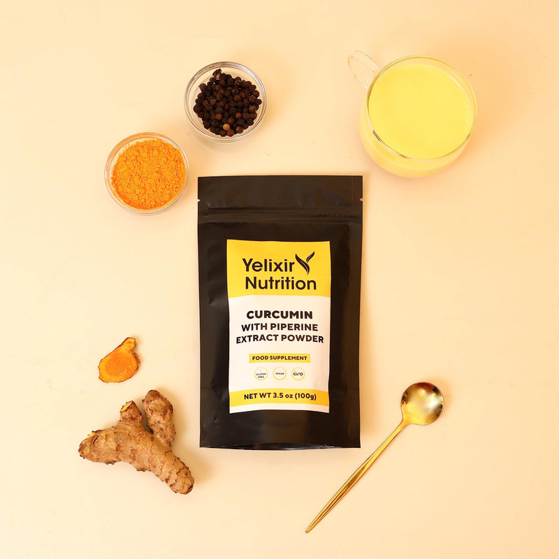 95% Curcumin Extract with Piperine Extract Powder 100 gram, High Strength Turmeric Curcumin 95% and Black Pepper Piperine, Maximum Absorption, Join Support