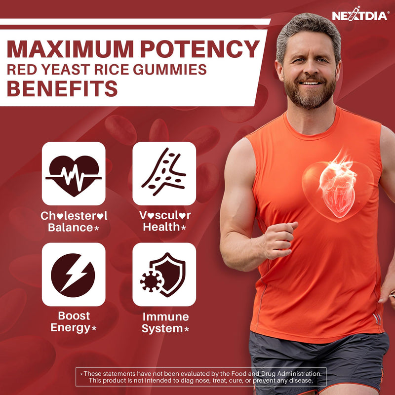 [Australia] - Red Yeast Rice Gummies 2400MG with CoQ10, Suagr Free Balanced Ch·πèlester·πèl Supplements Plus Citrus Bergamot, Plant Sterols & Stanols Supports V·∏Åscul·∏År Health, Energy, Immunity for Age 50+,Vegan,60 Cts 