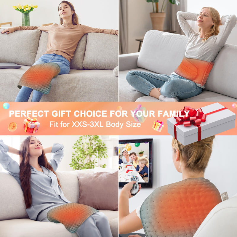 [Australia] - Heating pad, 125x31cm electric heat pad for back, stomach and waist, heating pad with automatic switch-off, 4-timer setting, 6-level temperature, moist and dry therapy 