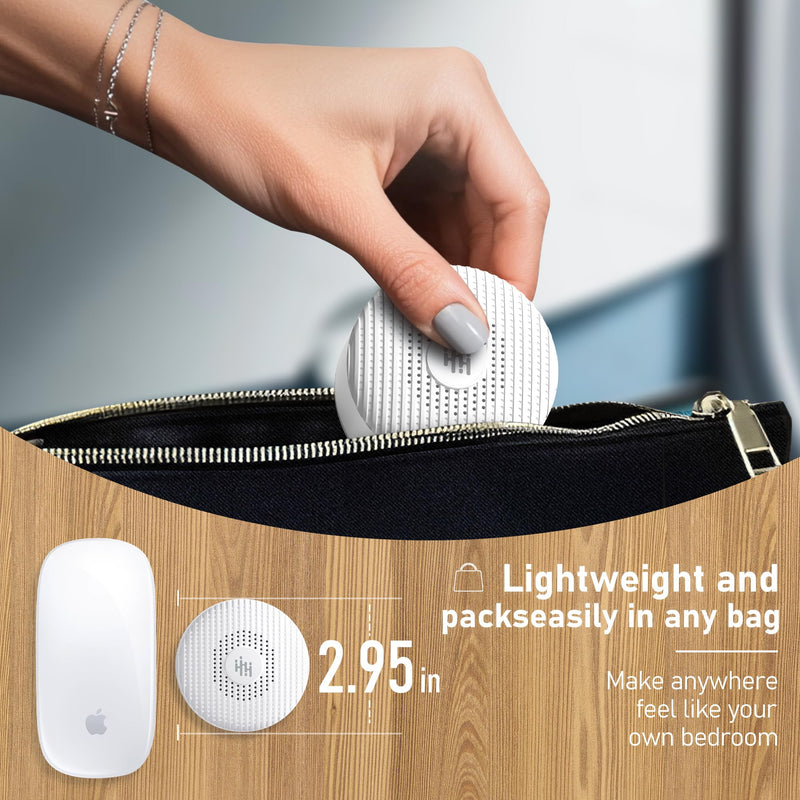 [Australia] - Portable Sound Machine & Night Light, White Noise Sound Machine for Baby & Adults with 12 Selected Sounds - Rechargeable, Memory Function, Timer - Sleep Soother, Home & Travel, White Middle 