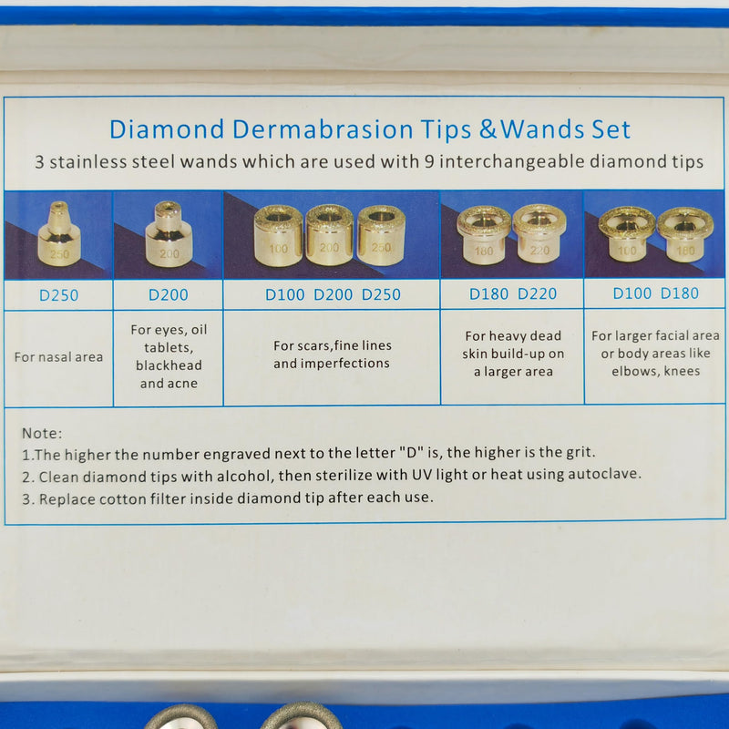 Elitzia 9 Tips 3 Wands Quality Diamond Dermabrasion Replacements Remove Wrinkles Blackheads Fine Lines ETL06A (Aluminium) Aluminium