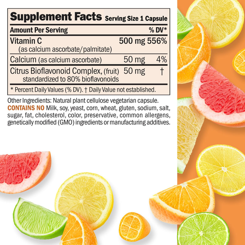 ANDREW LESSMAN ProCaps Vitamin C 500 Complex 360 Capsules | 500 mg Non-Acidic Calcium Ascorbate with Citrus Bioflavonoids for Immune & Antioxidant Supportâ€”Gentle on the Stomach. 360 Count (Pack of 1)