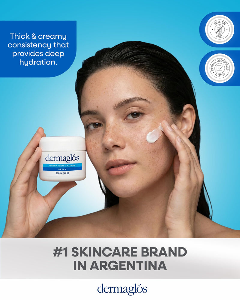 Dermaglós Moisturizing Cream, Stretch Mark Prevention, Scar cream, 1,76 oz | Vitamin A (Retinoids), Vitamin E & Allantoin, Rich Moisturizer for Wrinkles, Tattoo Aftercare, Hydration for Smooth Skin 1.76 Ounce (Pack of 1)