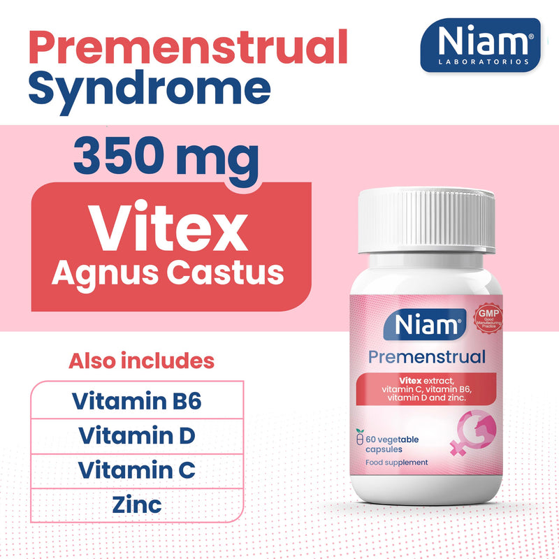[Australia] - Vitex Agnus Castus 350 mg | Hormonal Balance & Cycle Support | Chasteberry, Vitamins B6, D, C & Zinc | 60 Capsules | Niam Premenstrual 1 