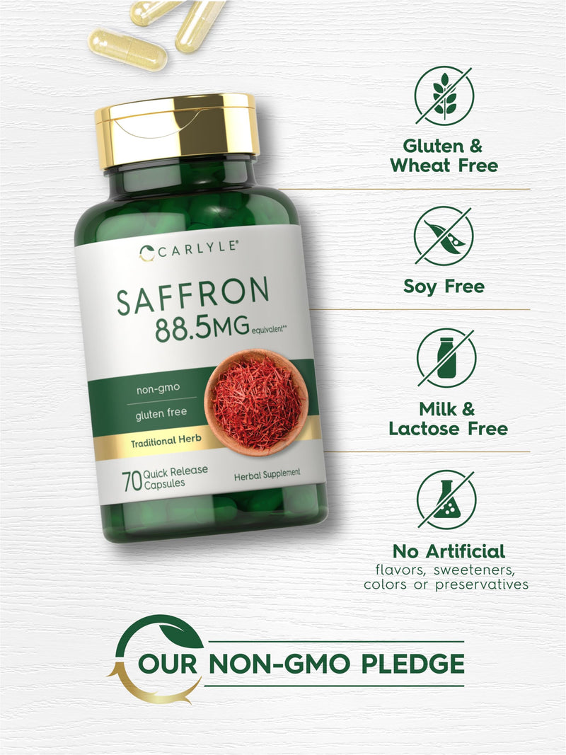 Carlyle Saffron Extract Supplement | 70 Capsules | Pills for Adults | Non-GMO & Gluten Free
