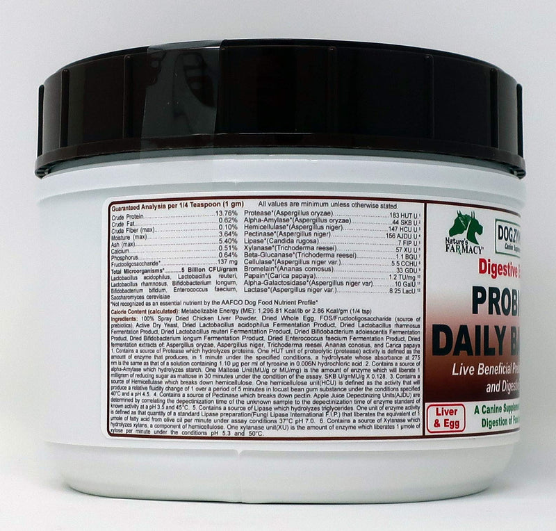 Dogzymes Probiotic Daily Balance - Supplies Nutritional Support and Live microorganisms for intestinal Well-Being as Well as enzymes for Proper Digestion. Liver and Egg Base. (1 Pound) 1 pound - PawsPlanet Australia