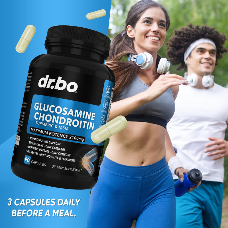 [Australia] - Glucosamine Chondroitin MSM Turmeric - Joint Health Supplement 2100mg Knee Bone & Joints - Joint Support Supplement Pills Advanced Glucosamine Sulfate Capsules Joint Supplements for Men Women Adults 