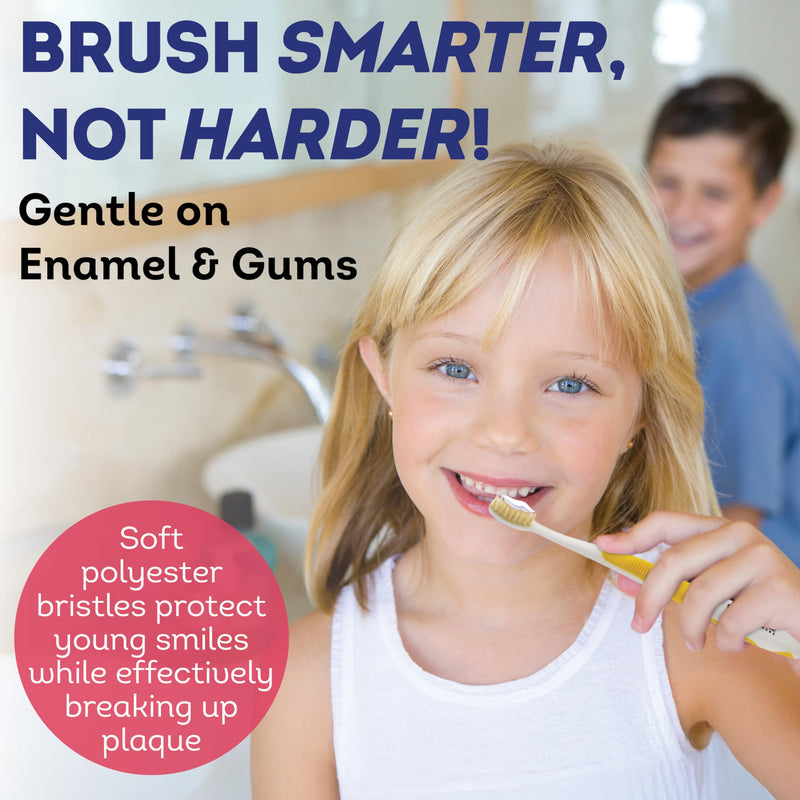 [Australia] - MOUTHWATCHERS Soft Childrens Flossing Manual Toothbrush, Value Pack of 4, Pink Toothbrushes for Kids & Teens, Ultra Clean, by Dr. Plotka's 